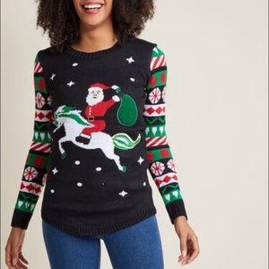 ModCloth Santa Unicorn Lightup Christmas Sweater
